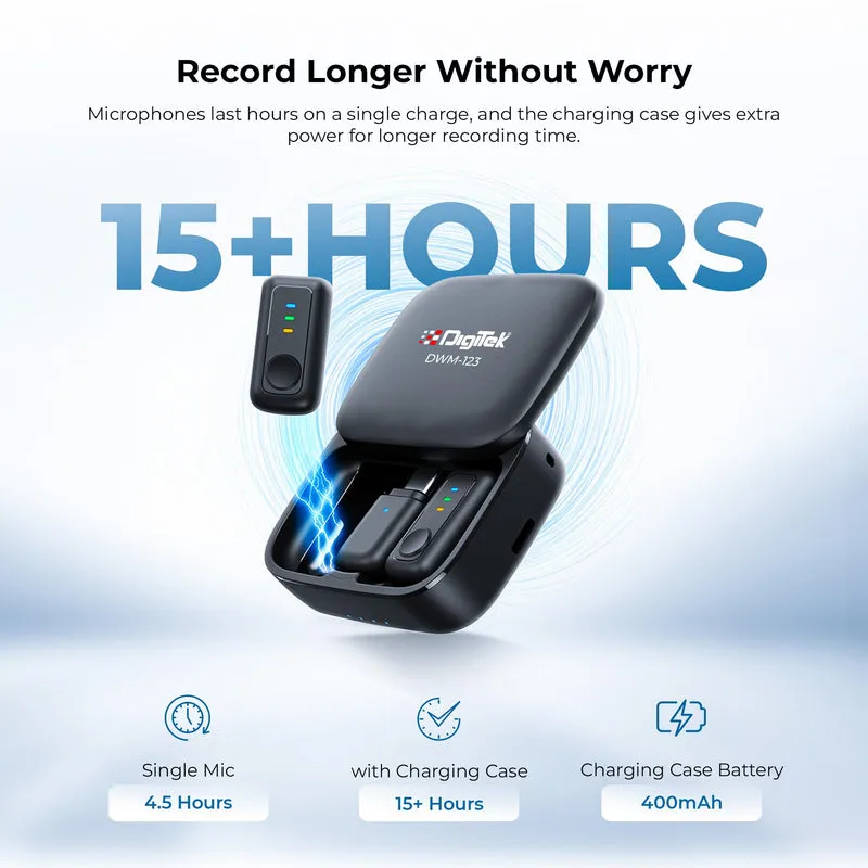 DigiTek Wireless Microphone Type C With 2 Mic (DWM 123) Black view 2